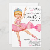 Tutu Ballerina Geburtstag Einladung (Vorne/Hinten)