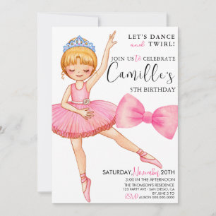 Tutu-Ballerina-Kleid Geburtstag Einladung