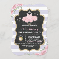 Tutu Ballerina Lila Gold Floral Geburtstag Einladu