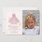 Tutu Ballerina Pink & Gold Girl Foto Geburtstag Einladung (Vorderseite)