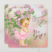 Tutu Cherry Blossom Pearl Baby Shower Einladung (Vorne/Hinten)