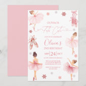 Tutu Cute Ballerina Pink Coquette Second Birthday  Einladung (Vorne/Hinten)