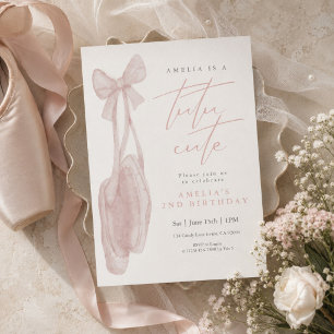 Tutu Cute Ballerina Schuhe Mädchen 2. Geburtstag  Einladung