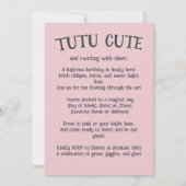 Tutu Cute Ballet Pink Ballerina Theme for Girls Einladung (Rückseite)