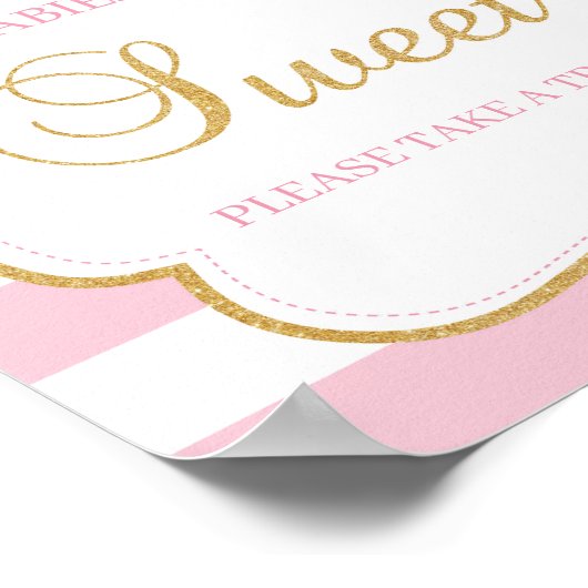 Tutu dress babies are sweet sign pink stripes gold poster (Ecke)