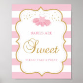 Tutu dress babies are sweet sign pink stripes gold poster (Vorne)