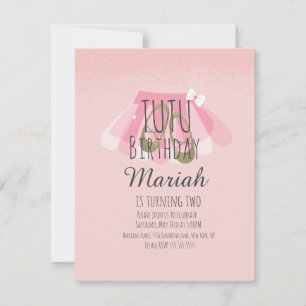 Tutu Girl's Birthday Pink Imitats Glitzer Ballerin Einladung