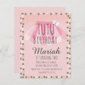 Tutu Girl's Birthday Pink Imitats Glitzer Dots Einladung (Vorne/Hinten)