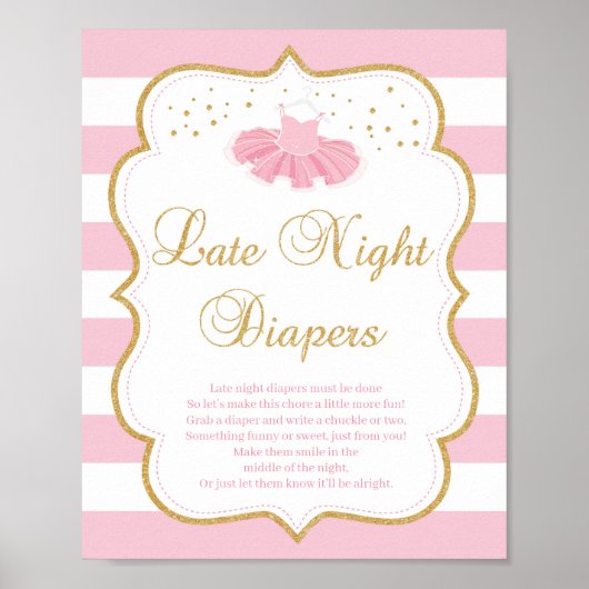 Tutu Kleid Babydusche Spätwindeln Zeichen Poster (Vorne)