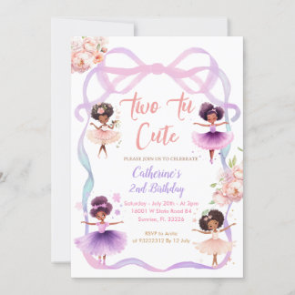 Tutu Lila Bow Zwei bis Niedlicher 2. Geburtstag Einladung