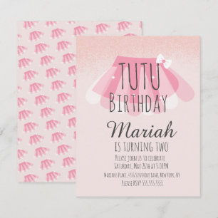 Tutu-Mädchen-Geburtstags-Pink-falscher Glitter Einladung