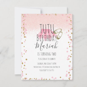 Tutu Mädchen Geburtstagsfeier Rosa Faux Glitter  Einladung