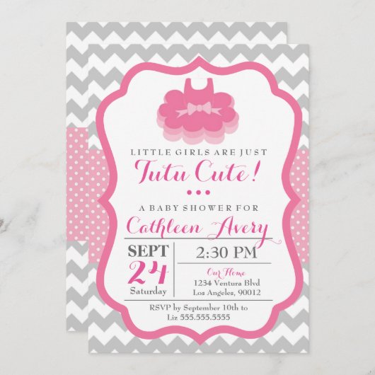 Tutu niedlich - Baby-Duschen-Einladung Einladung (Vorne/Hinten)