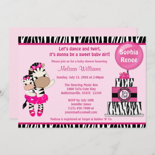 TuTu Niedlich Baby Shower Einladung ZEBRA GIRL Mom