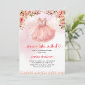 Tutu Niedlich Ballerina Babydusche - Rosa Blütendu Einladung (Stehend Vorderseite)