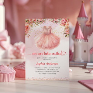 Tutu Niedlich Ballerina Babydusche - Rosa Blütendu Einladung