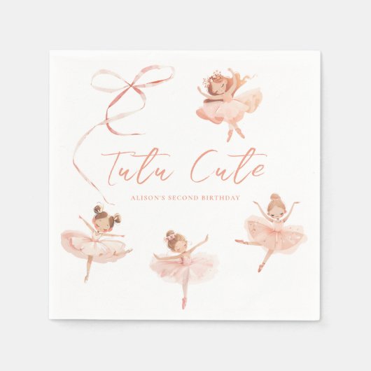Tutu Niedlich Ballerina Birthday Serviette (Vorderseite)