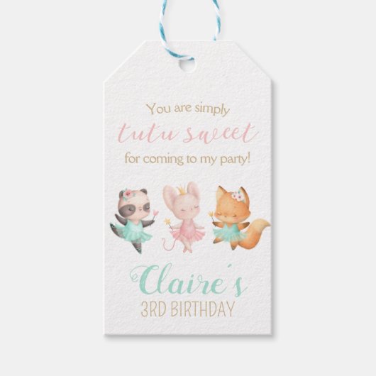 Tutu Niedlich Ballerina Gastgeschenk zum Ballet Geschenkanhänger (Vorderseite)