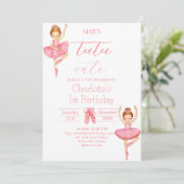 Tutu Niedlich Ballerina Girl 1. Geburtstag Einladung (Stehend Vorderseite)