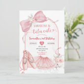 Tutu Niedlich Ballerina Pink Coquette Zweiter Gebu Einladung (Stehend Vorderseite)