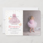 Tutu Niedlich Ballerina Pink & Whit Foto 2. Geburt Einladung (Vorderseite)