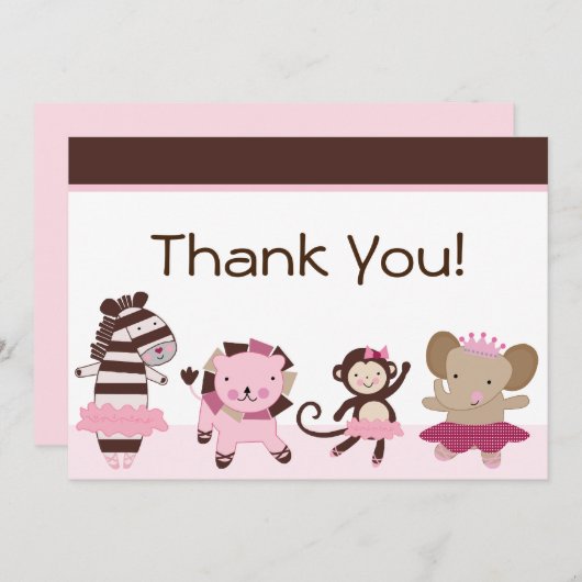 Tutu Niedlich/Ballerina Tiere Danke Karten (Vorne/Hinten)