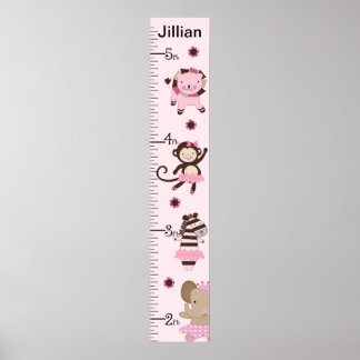 Tutu Niedlich Ballet Animals Growth Chart Behielt Poster