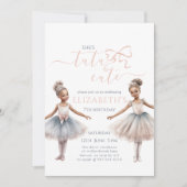 Tutu Niedlich Elegante Ballerina Watercolor Geburt Einladung (Vorderseite)