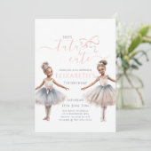 Tutu Niedlich Elegante Ballerina Watercolor Geburt Einladung (Stehend Vorderseite)
