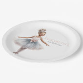 Tutu Niedlich Elegante Ballerina Watercolor Geburt Pappteller (Schrägansicht)