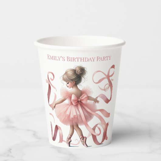 Tutu Niedlich | Enchanted Ballerina Birthday Party Pappbecher (Vorderseite)