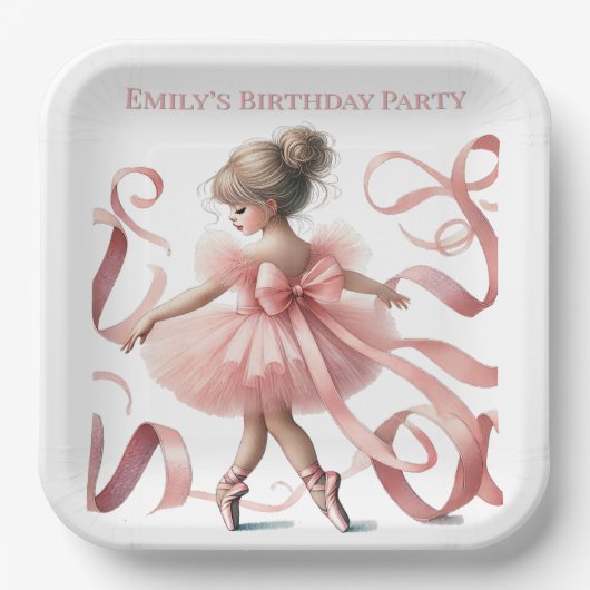 Tutu Niedlich | Enchanted Ballerina Birthday Party Pappteller (Vorderseite)
