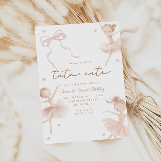 Tutu Niedlich Girls' zweite Ballerina Geburtstag Einladung