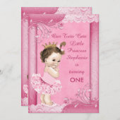 Tutu Niedliche Brünette Prinzessin 1. Geburtstag I Einladung (Vorne/Hinten)