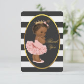 Tutu-niedliche ethnische Prinzessin Stripes Thank Dankeskarte (Stehend Vorderseite)