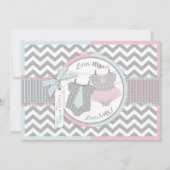 Tutu- oder Krawatte- und Zickzack-Printgenderdarst Einladung (Vorderseite)