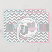 Tutu- oder Krawatte- und Zickzack-Printgenderdarst Einladung (Vorne/Hinten)