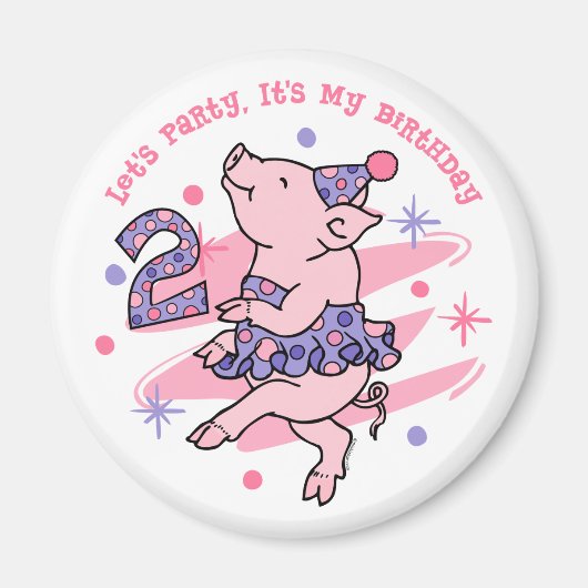 Tutu Piggy 2. Geburtstag Magnet (Vorne)