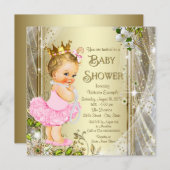 Tutu Princess Pink Gold Baby Dusche Einladung (Vorne/Hinten)