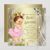 Tutu Princess Pink Gold Baby Dusche Einladung (Vorne/Hinten)