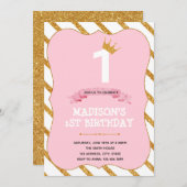 Tutu Prinzessin 1. Geburtstag rosa Party Einladung (Vorne/Hinten)