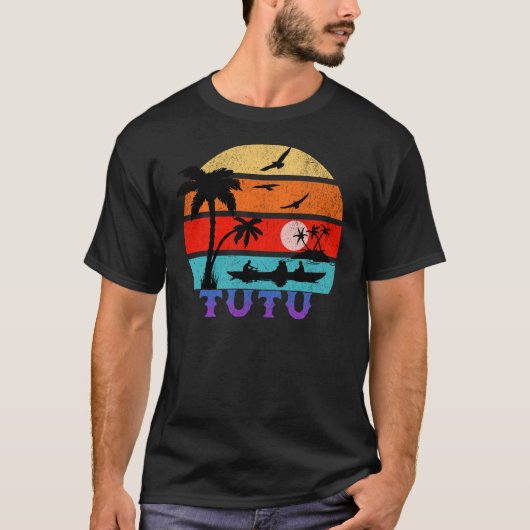 Tutu Retro Sunset Ocean Großvater T-Shirt (Vorderseite)