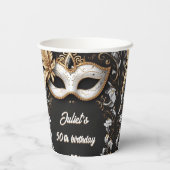 Tutu schwarzen Gold chic Masquerade 50. Geburtstag Pappbecher (Rückseite)