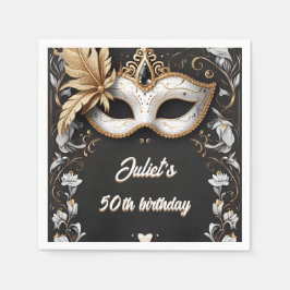 Tutu schwarzen Gold chic Masquerade 50. Geburtstag Serviette