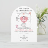 Tutu Spannung Ballerina QR Code Display Baby Showe Einladung (Stehend Vorderseite)