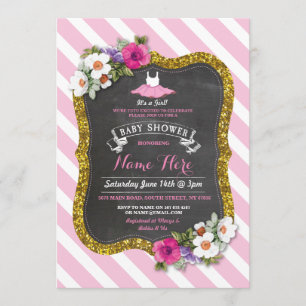 Tutu Süßes Mädchen Rosa Pink Ballett Baby Shower E Einladung
