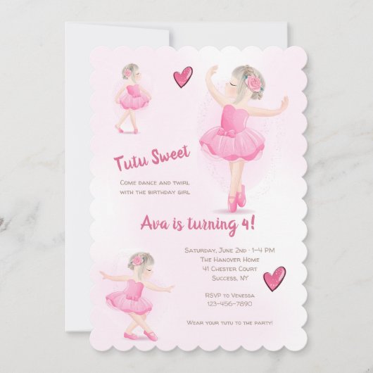 Tutu Sweet Ballerina Einladung (Vorderseite)