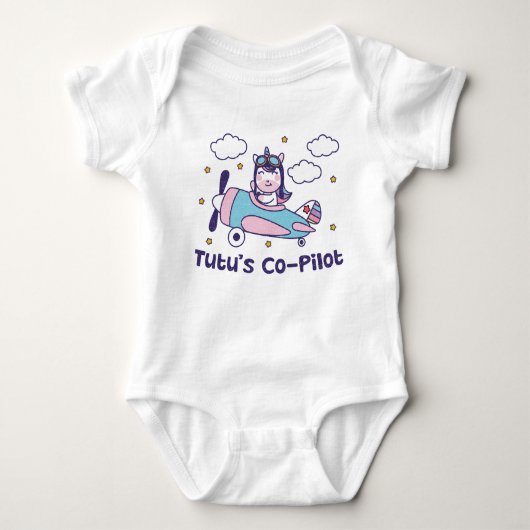 Tutus Co-Pilot - Einhornflugzeug Baby Strampler (Vorderseite)