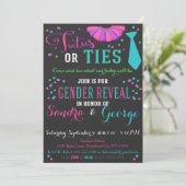 Tutus oder Krawatte Gender Reveal Chalkboard Boy o Einladung (Stehend Vorderseite)