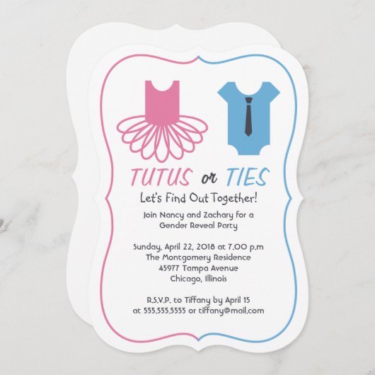 Tutus oder Krawatte Party Einladung (Vorne/Hinten)